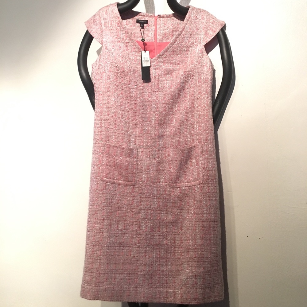 NWT Talbots Tweed Pink Coral Dress with Pockets